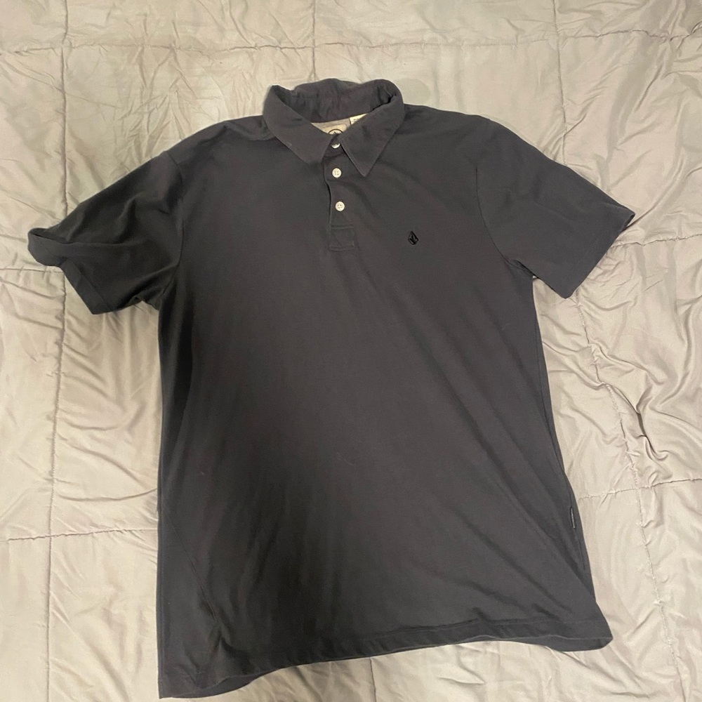 gray volcom polo